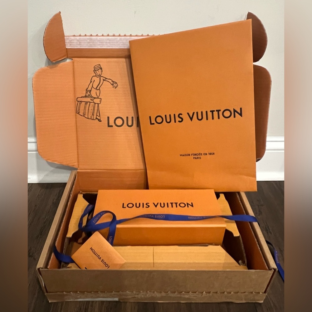 Louis Vuitton Small/Med EMPTY Orange Box And Bag (fits Scarf or Perfume Bottle)